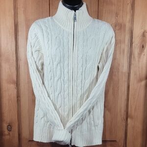 Eddie Bauer Off-White Cable Knit Turtleneck Sweater